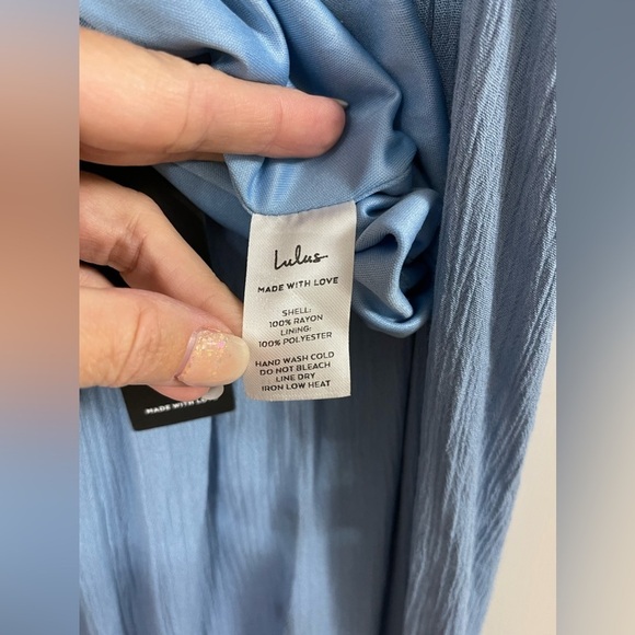 LULU’S Lost in Paradise Slate Blue Maxi Dress Size Medium NWT - Picture 12 of 13